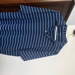 Blue and light blue striped golf shirt